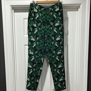 J.Crew Vibrant Kelly Green and Black Floral Pants size 4